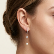 Stylish 925 Sterling Silver Pearl Hoop Earrings For Women